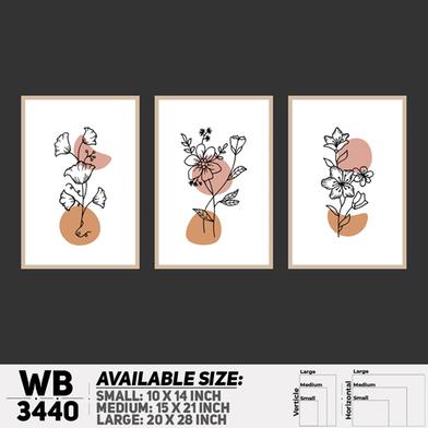 DDecorator Flower And Leaf ArtWork (Set of 3) Wall Board And Wall Canvas image