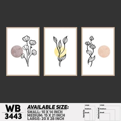 DDecorator Flower And Leaf ArtWork (Set of 3) Wall Board And Wall Canvas image