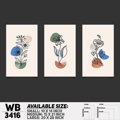 DDecorator Flower And Leaf ArtWork (Set of 3) Wall Board And Wall Canvas image