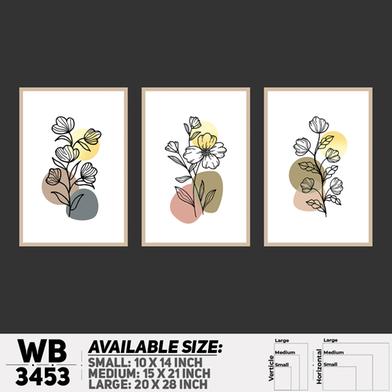 DDecorator Flower And Leaf ArtWork (Set of 3) Wall Board And Wall Canvas image