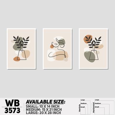 DDecorator Flower And Leaf Line Art ArtWork (Set of 3) Wall Board And Wall Canvas image