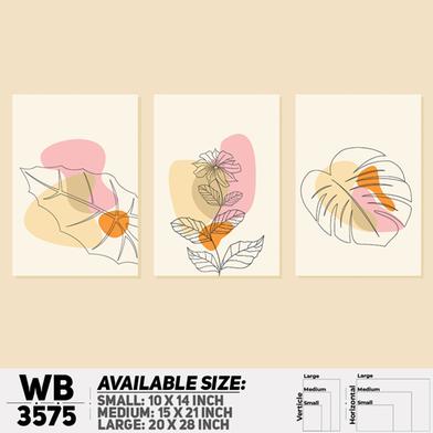 DDecorator Flower And Leaf Line Art ArtWork (Set of 3) Wall Board And Wall Canvas image