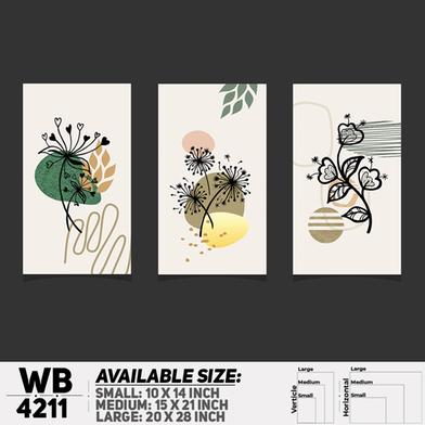 DDecorator Flower And Leaf Line Art (Set of 3) Wall Board And Wall Canvas image