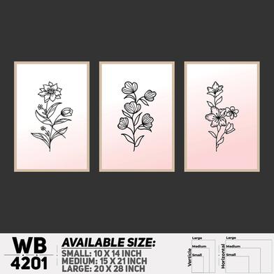 DDecorator Flower And Leaf Line Art (Set of 3) Wall Board And Wall Canvas image