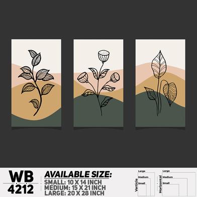 DDecorator Flower And Leaf Line Art (Set of 3) Wall Board And Wall Canvas image
