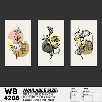 DDecorator Flower And Leaf Line Art (Set of 3) Wall Board And Wall Canvas image