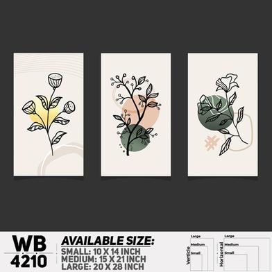 DDecorator Flower And Leaf Line Art (Set of 3) Wall Board And Wall Canvas image