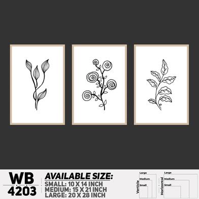 DDecorator Flower And Leaf Line Art (Set of 3) Wall Board And Wall Canvas image