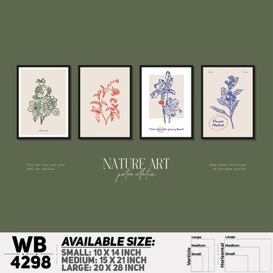 DDecorator Flower And Leaf Typography Art (Set of 4) Wall Board And Wall Canvas image