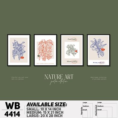 DDecorator Flower And Leaf Typography Art (Set of 4) Wall Board And Wall Canvas image