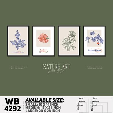 DDecorator Flower And Leaf Typography Art (Set of 4) Wall Board And Wall Canvas image