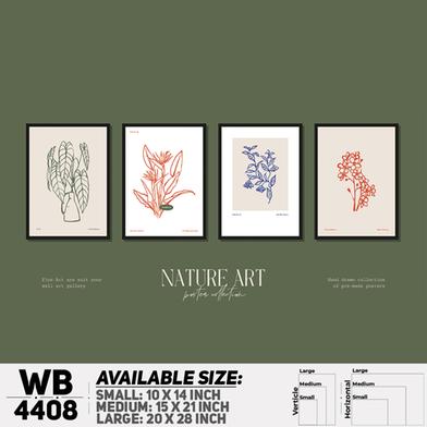 DDecorator Flower And Leaf Typography Art (Set of 4) Wall Board And Wall Canvas image
