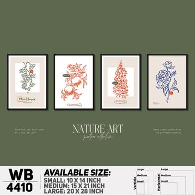 DDecorator Flower And Leaf Typography Art (Set of 4) Wall Board And Wall Canvas image