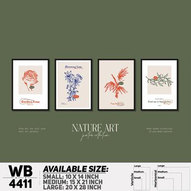 DDecorator Flower And Leaf Typography Art (Set of 4) Wall Board And Wall Canvas image