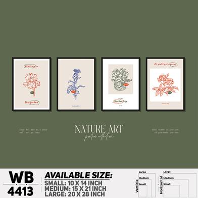 DDecorator Flower And Leaf Typography Art (Set of 4) Wall Board And Wall Canvas image