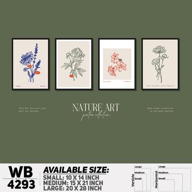 DDecorator Flower And Leaf Typography Art (Set of 4) Wall Board And Wall Canvas image