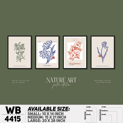DDecorator Flower And Leaf Typography Art (Set of 4) Wall Board And Wall Canvas image