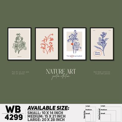 DDecorator Flower And Leaf Typography Art (Set of 4) Wall Board And Wall Canvas image