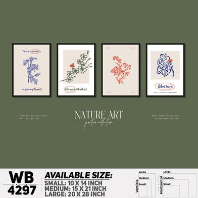 DDecorator Flower And Leaf Typography Art (Set of 4) Wall Board And Wall Canvas image