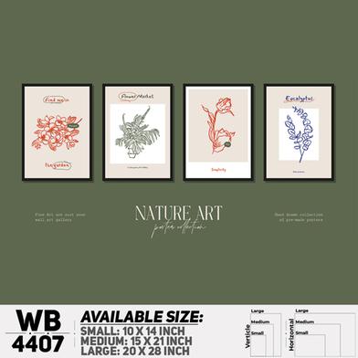 DDecorator Flower And Leaf Typography Art (Set of 4) Wall Board And Wall Canvas image