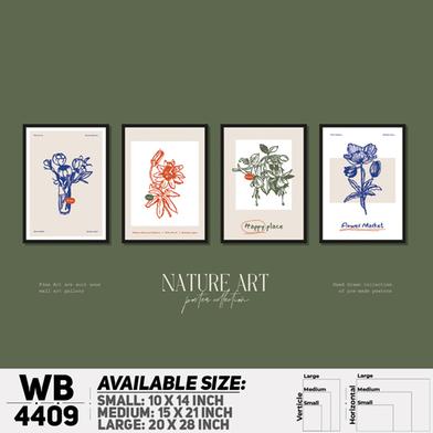 DDecorator Flower And Leaf Typography Art (Set of 4) Wall Board And Wall Canvas image