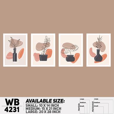 DDecorator Flower And Leaf With Vase (Set of 4) Wall Board And Wall Canvas image