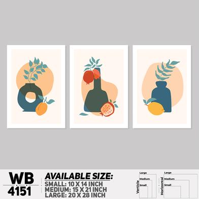 DDecorator Flower And Leaf With Vase Wall Board And Wall Canvas - Set of 3 image