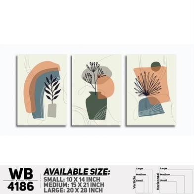DDecorator Flower And Leaf With Vase Wall Board And Wall Canvas - Set of 3 image