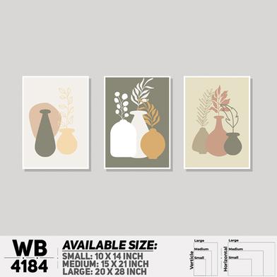 DDecorator Flower And Leaf With Vase Wall Board And Wall Canvas - Set of 3 image