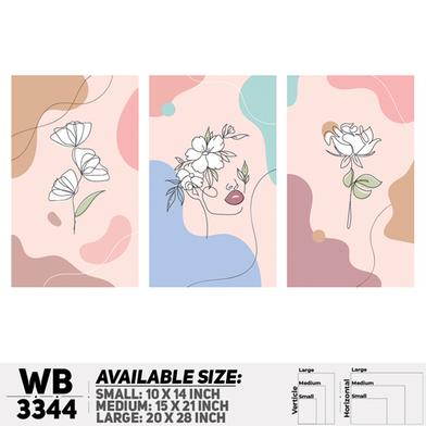 DDecorator Flower Design (Set of 3) Wall Board And Wall Canvas image