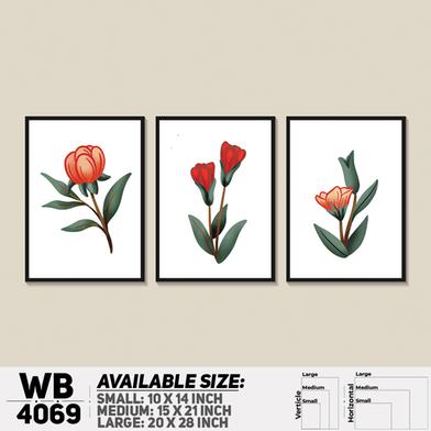 DDecorator Flower and Leaf Abstract Art (Set of 3) Wall Board and Wall Canvas image
