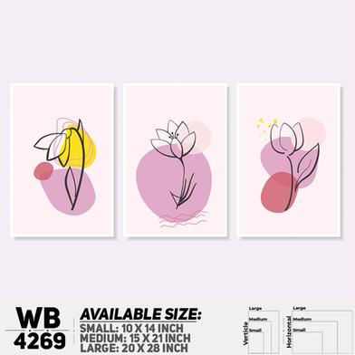 DDecorator Flower and Leaf Abstract Art (Set of 3) Wall Board and Wall Canvas image