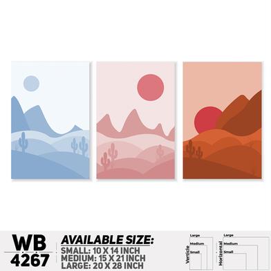 DDecorator Landscape And Horizon Design (Set of 3) Wall Board And Wall Canvas image