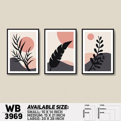DDecorator Leaf Design Abstract Art (Set of 3) Wall Board And Wall Canvas image