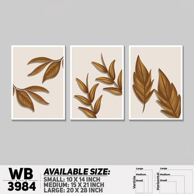 DDecorator Leaf Design Abstract Art (Set of 3) Wall Board And Wall Canvas image