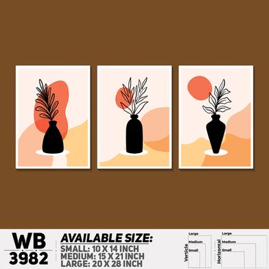 DDecorator Leaf Flower With Vase (Set of 3) Wall Board And Wall Canvas image