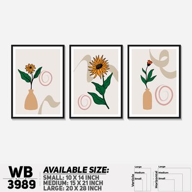 DDecorator Leaf Flower With Vase (Set of 3) Wall Board And Wall Canvas image