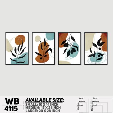 DDecorator Leaf With Abstract Art Wall Board And Wall Canvas - Set of 4 image
