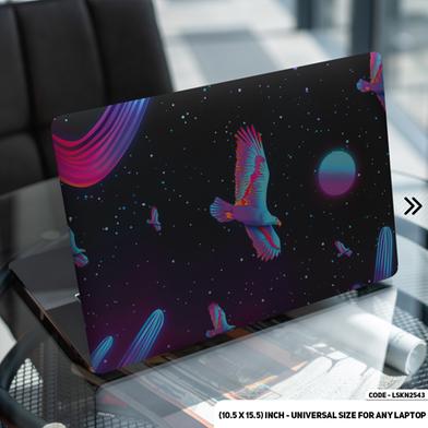 DDecorator Neon Art Outer Space With Bird Illustration Laptop Sticker image