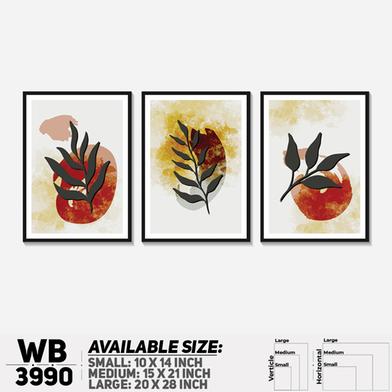 DDecorator Painted Leaf Design Art (Set of 3) Wall Board And Wall Canvas image