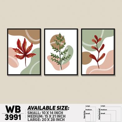 DDecorator Painted Leaf Design Art (Set of 3) Wall Board And Wall Canvas image