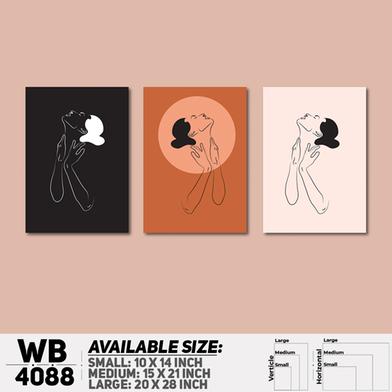 DDecorator Portrait Style Line Art Girl Wall Board And Wall Canvas -Set of 3 image