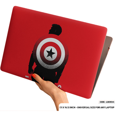 DDecorator Red Backgorund With Captaine America Laptop Sticker image