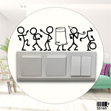 DDecorator Stick Figure Dancing Switch Socket Wall Sticker image
