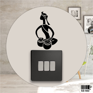 DDecorator Traditional Tabla Playing Switch Socket Wall Sticker image