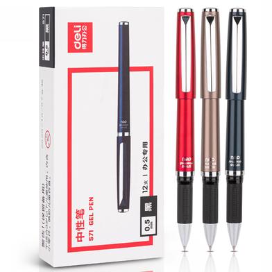 Deli Gel Pen Black Ink (0.5mm) - 12 Pcs image