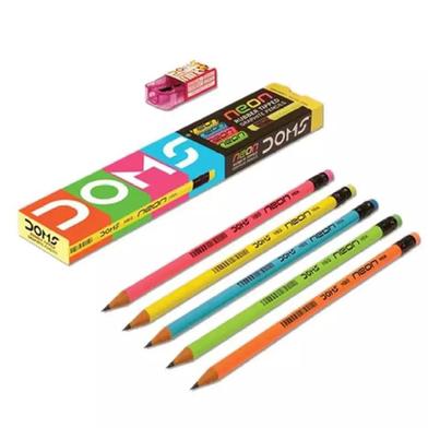 DOMS Neon Pencils with Eraser and Sharpener 10Pcs image
