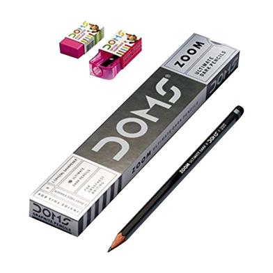 DOMS Zoom Ultimate Dark Pencils 10Pcs With Free 1 Eraser and 1 Sharpener image