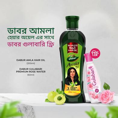 Dabur Amla Hair Oil 200 ml (FREE Gulabari 60 ml) image