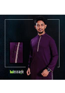 Dark Purple Soft Bamboo Fiber Fabric Panjabi - XL (chest-46, length 44) image